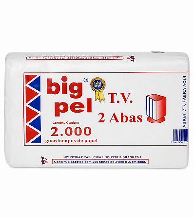 Guardanapo TV Folha Branca Big Pel 14x13cm Calandrada
