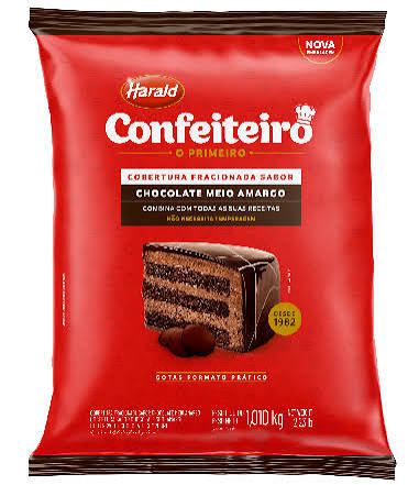 Cobertura Confeiteiro Chocolate Meio Amargo Em Gotas Harald 1,010kg