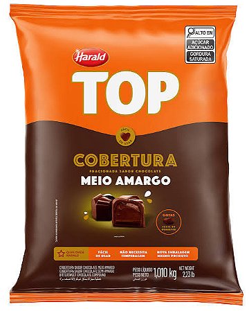 Cobertura TOP Chocolate Meio Amargo Em Gotas Harald 1,010kg