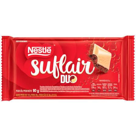 Barra De Chocolate Nestlé Suflair Duo 80gr