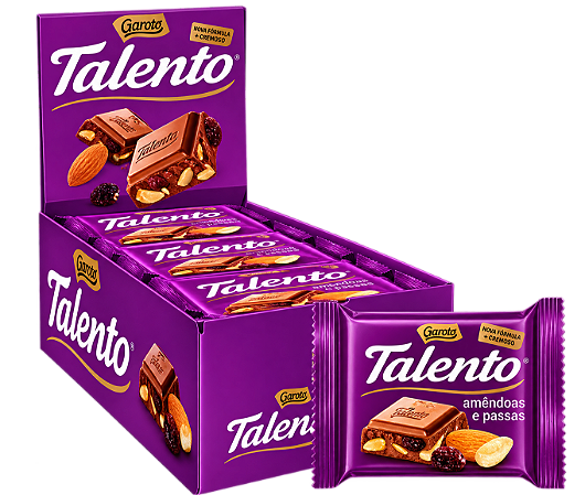 Chocolate Garoto Talento Amêndoas E Passas 85gr C/12