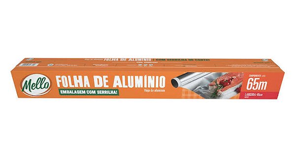 Papel Alumínio Com Serrilha Mello 45cmx65m