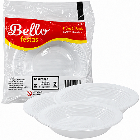 Prato Fundo 12cm Branco Bello Festas C/10