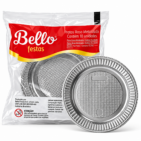 Prato Raso 18cm Branco Bello Festas C/10