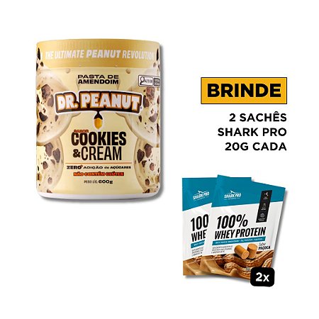 Pasta de Amendoim sabor Cookies e Cream com Whey Protein (600g) Dr. Peanut