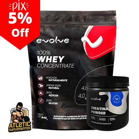 COMBO EVOLVE: 100% Whey Concentrate (840g) + Creatina Powder (250g) - Evolve