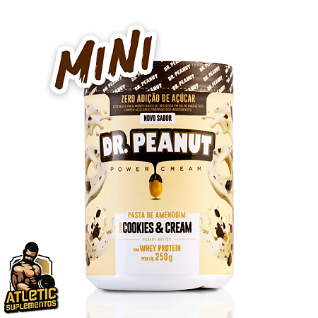 Pasta de Amendoim sabor Cookies e Cream com Whey Protein (250g) - Dr. Peanut