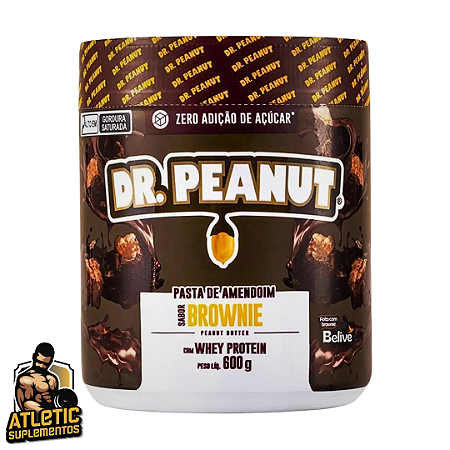 Pasta de Amendoim sabor Brownie com Whey Protein (600g) Dr. Peanut