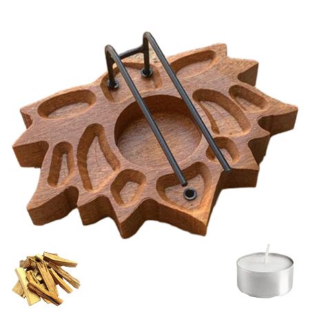 Kit Incensário de Palo Santo Flor de lotus + 30g de Palo Santo + 10 velas Rechô