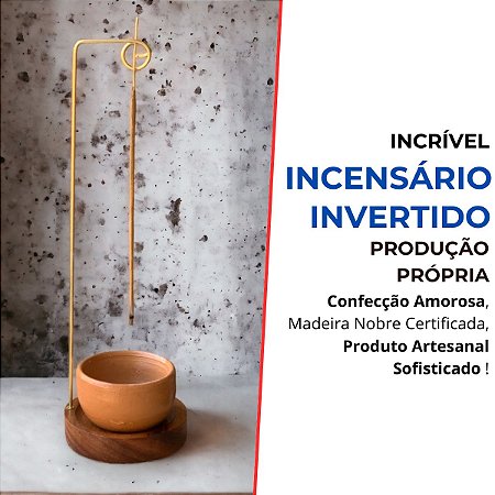 Incensário Invertido com Copo em Barro - Sem Cinza no Chão