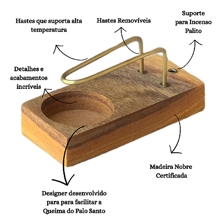 Incensário para Palo Santo Retangular