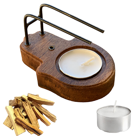 Incensário Palo Santo - Mão de Fátima + 30g de Palo Santo + 10 Velas