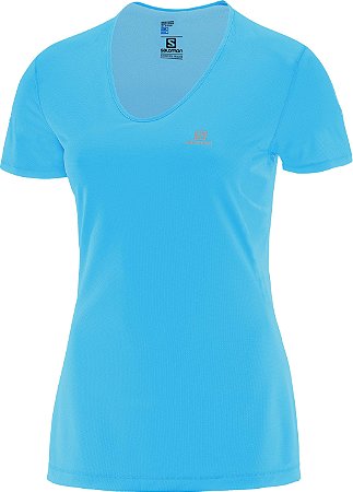 Camiseta Salomon Comet SS Feminino - Azul Claro