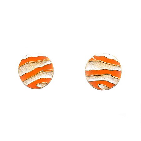 Brinco Esmaltado Laranja e Off White