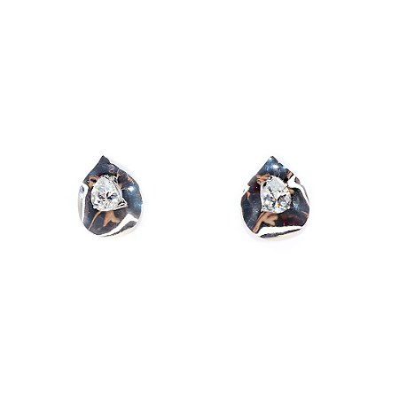 Brinco Gota Metal Amassado