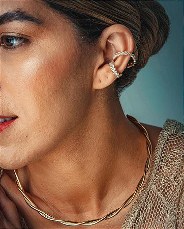 Piercing Fake Duplo Zircônias Dourado