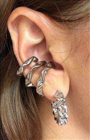 Piercing Fake Trio Martelado Ródio Branco