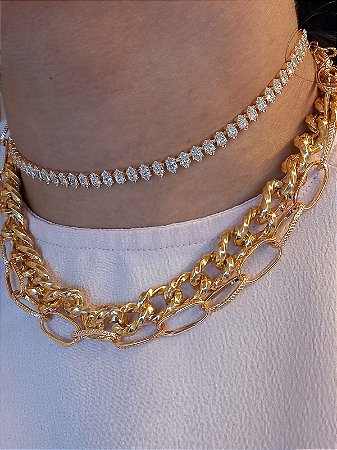 Colar Riviera Zircônias Baguete