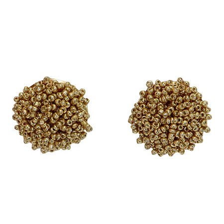 Brinco Botão Beads Dourado