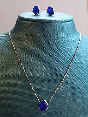 Conjunto Gota Pedra Azul Bic