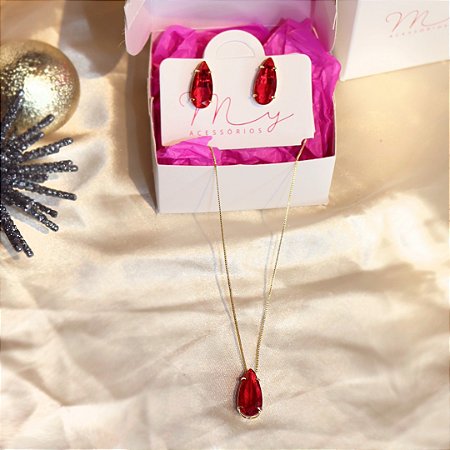 Conjunto Gota Vermelho Glam
