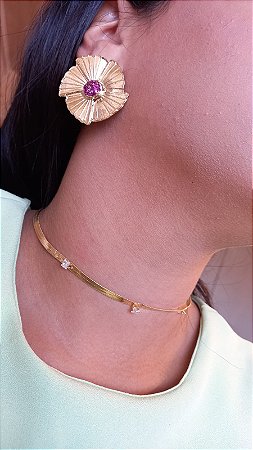 Choker Fita Cubos Cristal