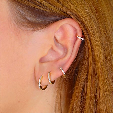 Argola Mini Cravejada Dourada