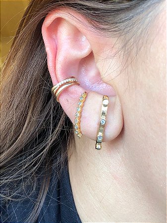 Piercing Fake Dourado Strass