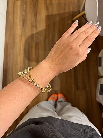 Bracelete Arco Fios Dourado