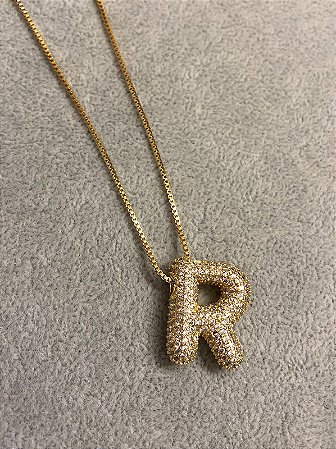 Colar Inicial R Cravejado
