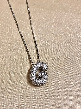Colar Inicial G Cravejado Prata