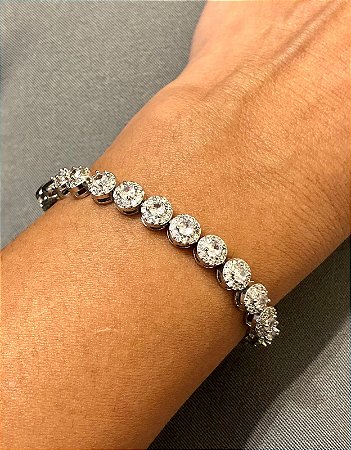 Pulseira Riviera Cravejada com Zircônias Prata