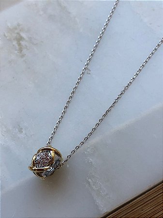Colar Entrelaçado Ródio Branco Semi