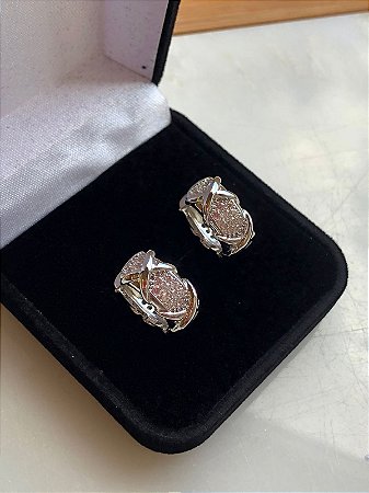 Argola Entrelaçada M Ródio Branco