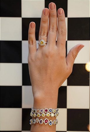 Pulseira Riviera Quadrados Semijoia Color