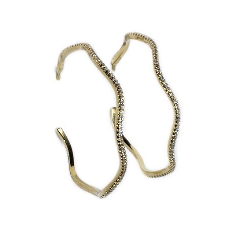 Argola Ondulada Cravejada com Zircônias