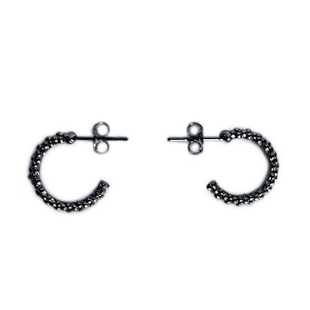 Argola Mini Texturizada com Ródio Negro
