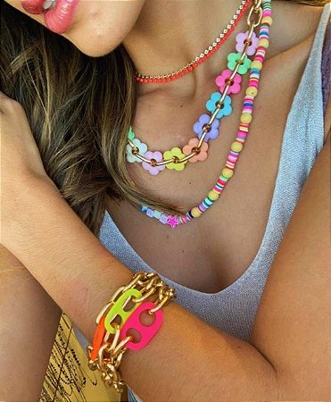Colar Flower Resina Colors