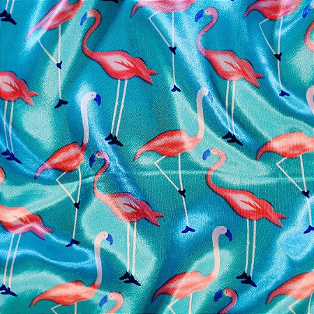 Lenço Azul Flamingos