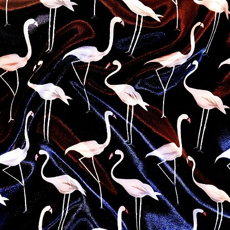 Lenço Preto Flamingos