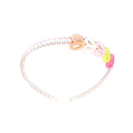 Tiara Infantil Pérolas com Corações