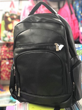 Mochila couro masculina preta