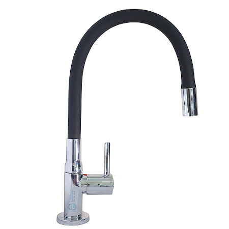 Torneira Gourmet Cozinha Metal Tubo Silicone Preta Robusta Premium Mesa 1/4v