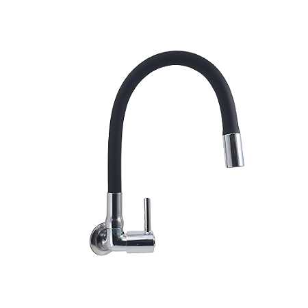 Torneira Gourmet para Cozinha 100% Metal Tubo Flexível  PRETA C-61 Parede 1/4v.