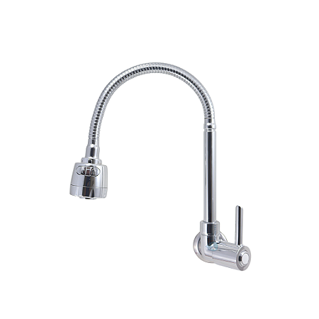 Torneira Gourmet 100% Metal Aço Inox Tubo Flexível Cozinha Parede Duplo Jato C-61 1/4v. 1178