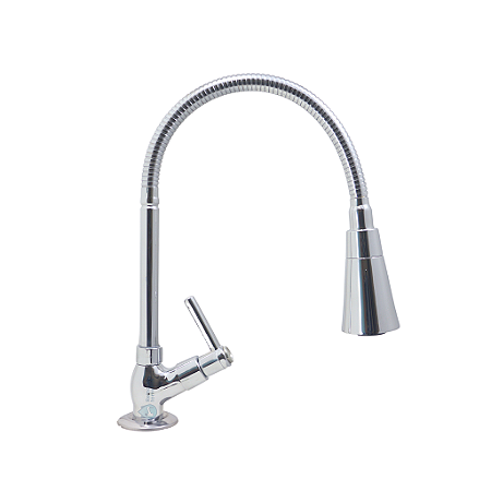Torneira Gourmet Metal Inox Tubo Flexível Cônico Duplo Jato Cozinha Mesa / Bancada Luxo C-51 Max