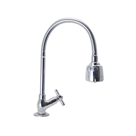 Torneira Gourmet Metal Inox Tubo Flexível Duplo Jato Cozinha Mesa / Bancada Luxo C-34
