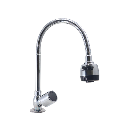 Torneira Gourmet Metal Inox Tubo Flexível Duplo Jato Cozinha Mesa / Bancada Luxo C39 FP