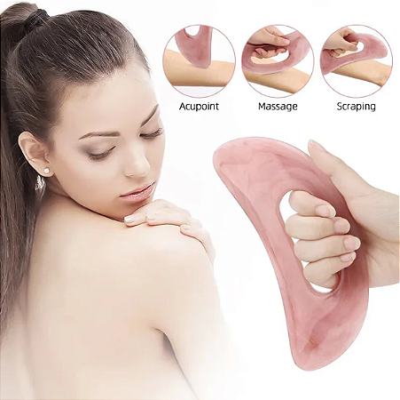 GUA SHA FORMATO BUMERANGUE EM RESINA ROSÊ