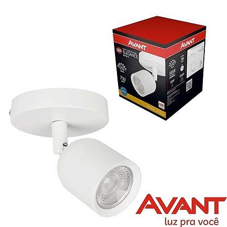 Led Spot Teto Sobr-Por Elegance Branco 7W Luz Amarela